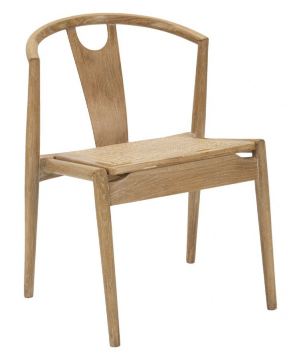 Set 2 scaune dining finisaj natural din lemn de Frasin si Ratan, 56x53x76 cm, Japan Mauro Ferretti