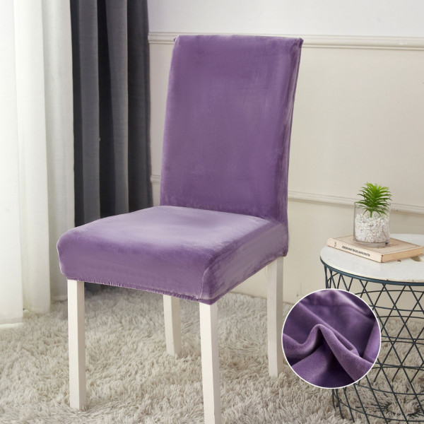 Set 6 huse elastice pentru scaun, catifea, lila, HCJS-02