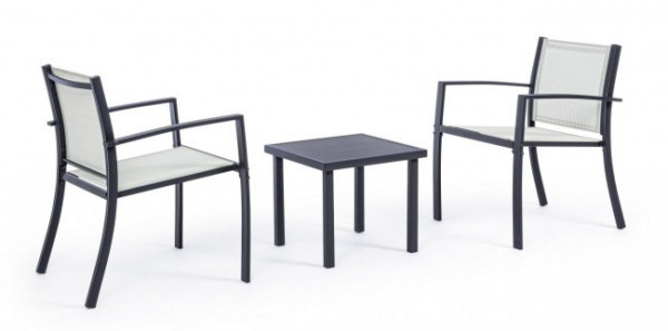 Set mobilier gradina 3 piese gri antracit/alb din stofa si metal, Auri Bizzotto - Img 1