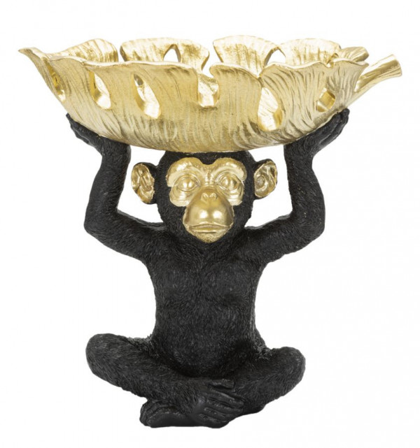 Suport pentru chei negru/auriu din polirasina, 25,2x21x24 cm, Monkey Mauro Ferretti - Img 1