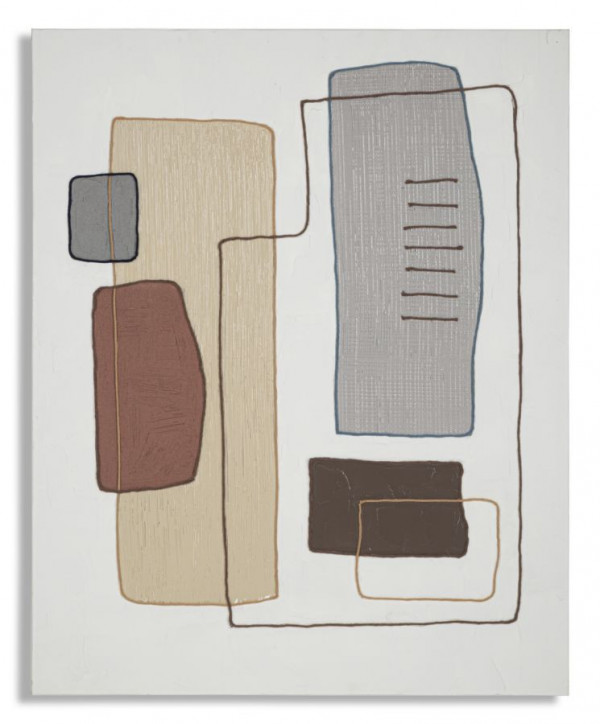 Tablou decorativ multicolor din lemn de Pin si panza, 80x2,8x100 cm, Tela Mauro Ferretti