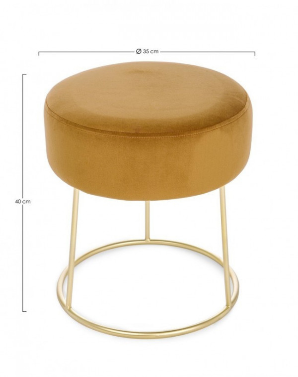 Taburet rotund portocaliu din metal si catifea, Ø35 cm, Clarissa Bizzotto - Img 2