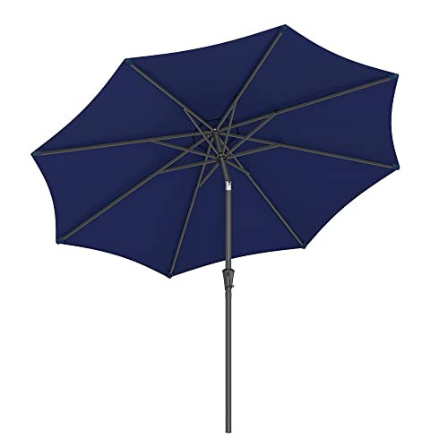 Umbrela de gradina reglabila si cu sistem de inclinare, metal, albastru, Songmics - Img 1