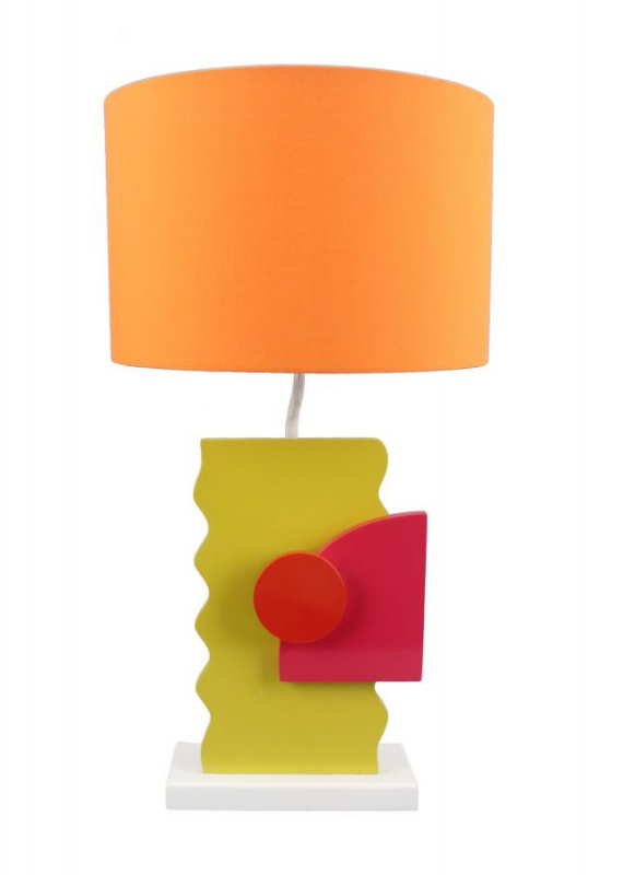 Veioza decorativa portocalie din MDF si metal, ø 30 x H59 cm, Color Mauro Ferreti