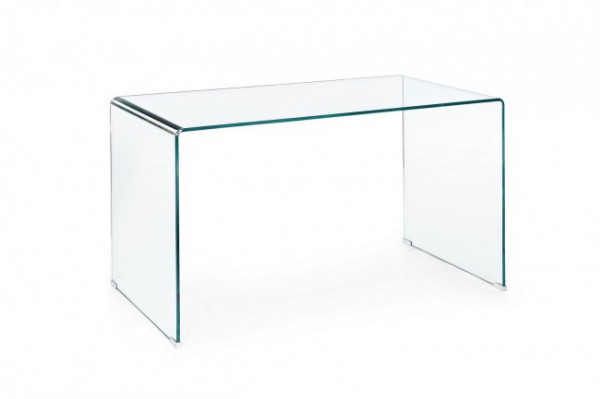 Birou de studiu transparent din sticla temperata, 126 cm, Suami Bizzotto