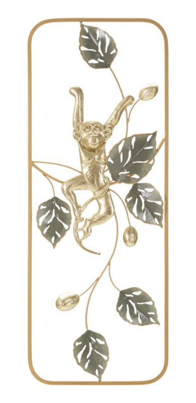 Decoratiune de perete auriu / gri din metal, 28,6 x 3,8 x 74,3 cm, Monkey Mauro Ferreti