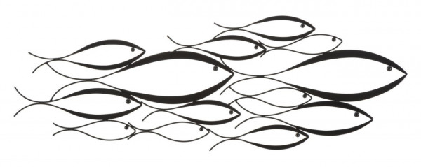 Decoratiune de perete neagra din metal, 100 x 35 x 1 cm, Fishy Mauro Ferreti