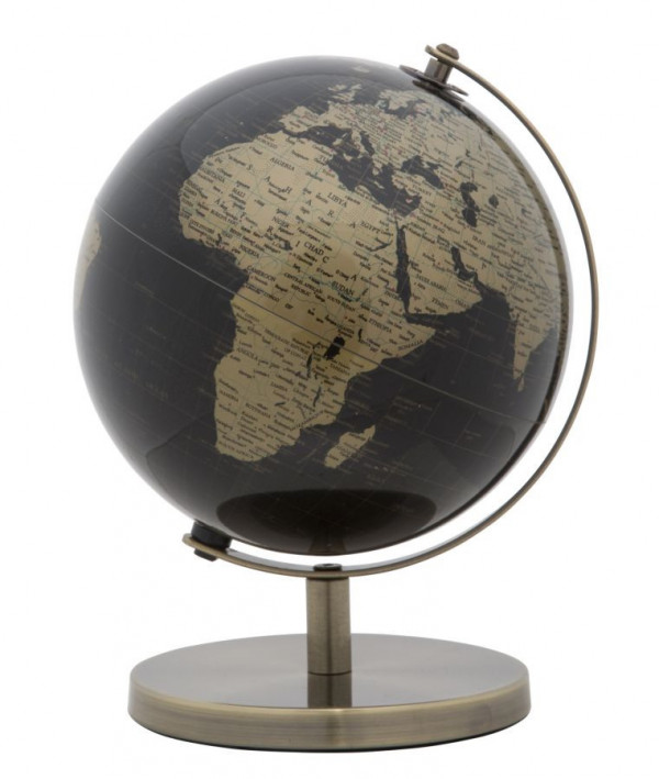 Decoratiune glob negru/bronz din metal, ∅ 20 cm, Globe Mauro Ferretti - Img 1