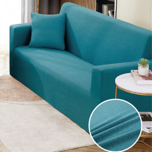 Husa elastica moderna pentru canapea 2 locuri, poliester / spandex, turquoise, HEJ2-43