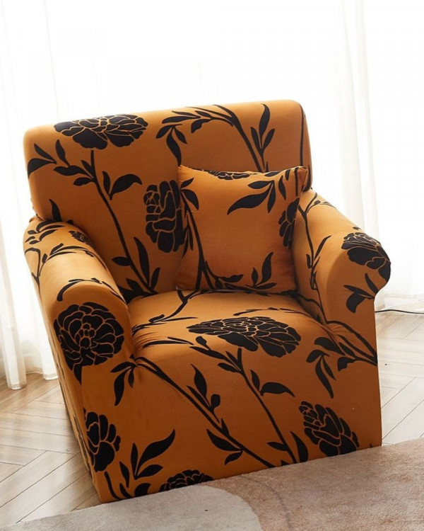 Husa elastica pentru fotoliu, mustar / negru, HEJ1-31