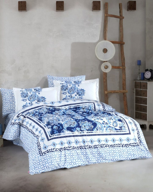 Lenjerie de Pat, Bumbac Poplin 100%, 4 Piese, Escoda Bleu, HBP-75