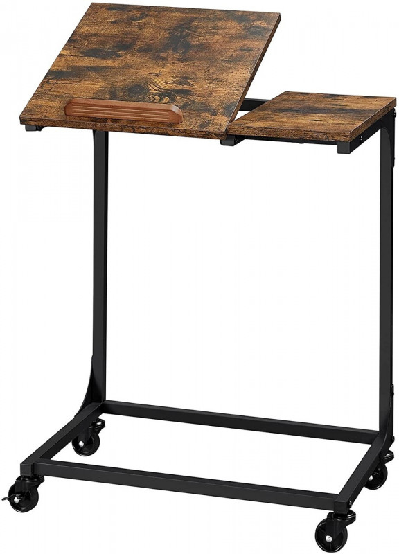 Masa pentru laptop, Vasagle, 55 x 35 x 66 cm, PAL, otel, maro rustic/negru - Img 1