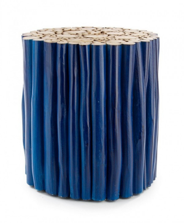Masuta de cafea albastru din lemn de Teak, ∅ 38 cm, Guadalupe Bizzotto