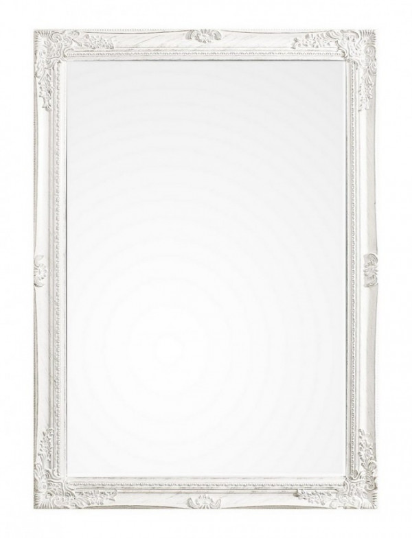 Oglinda dreptunghiulara alb antichizat din lemn de Brad, 102x72 cm, Miro Bizzotto