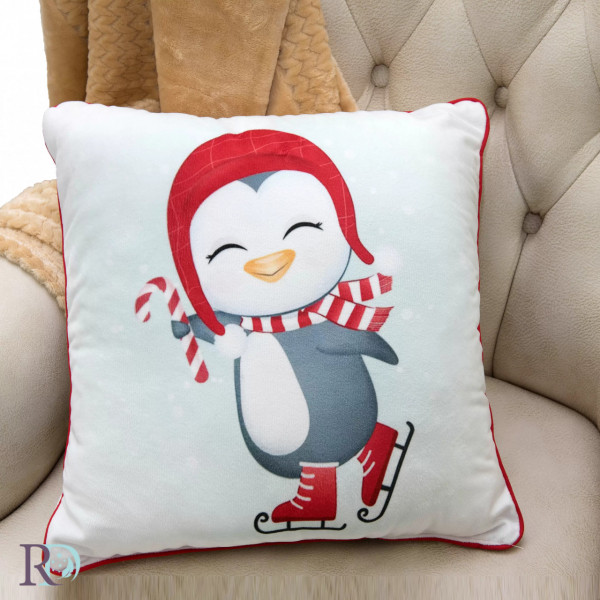 Perna decorativa, 40x40 cm, alb / rosu, Roxyma Dream Pinguin