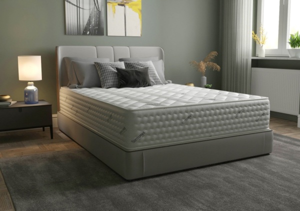 Saltea cu arcuri Pocket Somnomed Comfort Fit HoReCa 140x200, înălțime 30 cm, spumă cu memorie, husa tratament antiacarieni, fermitate mediu-tare