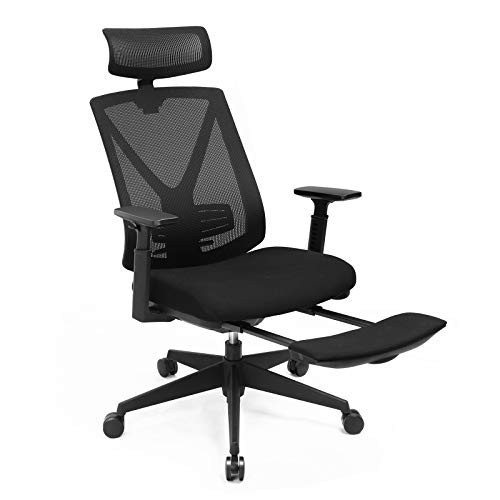 Scaun de birou ergonomic cu recliner, textil / metal, negru, Songmics - Img 1