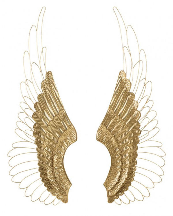 Set 2 panouri decorative aurii din metal, 37x3x105,5 cm, Wings Mauro Ferretti