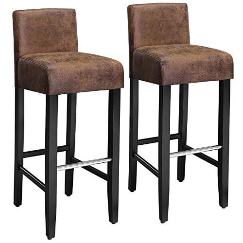 Set 2 scaune bar, 39 x 41 x 94 cm, piele ecologica / metal, maro, Songmics