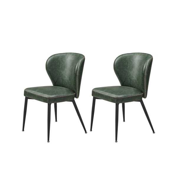 Set 2 scaune dining, 55 x 52 x 79 cm, piele ecologica / metal, verde / negru, Vasagle