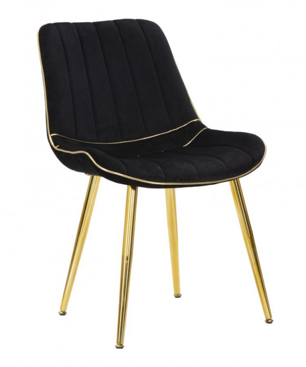 Set 2 scaune dining negre din catifea si metal, PARIS Mauro Ferretti