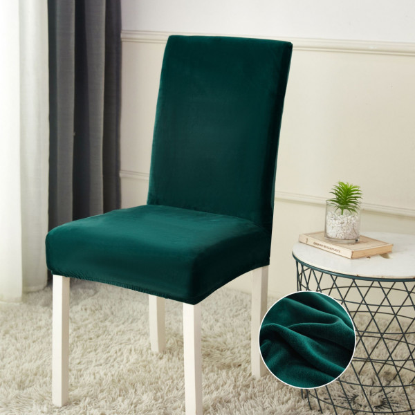Set 6 huse elastice pentru scaun, catifea, verde inchis, HCJS-03 - Img 1