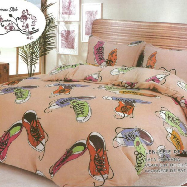 Set Lenjerie Cocolino Pufoasa, Pat 2 Persoane, 4 Piese, Bej, LCCJ-44