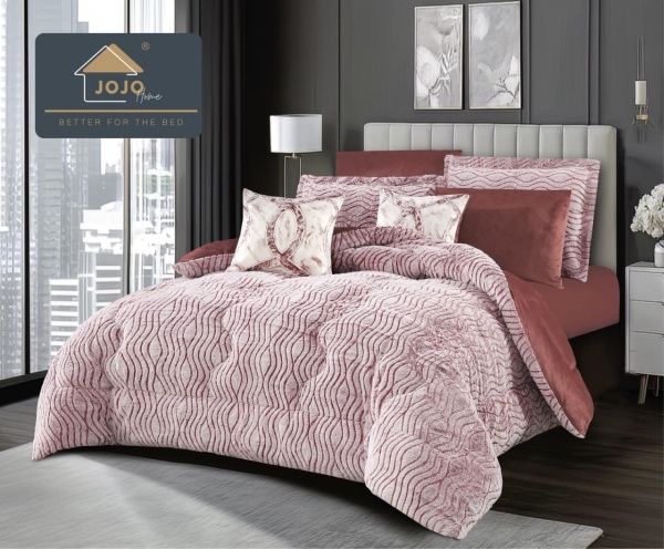 Set Pat 6 Piese Catifea & Blăniță Artificială Burgundy | Pilota Dublă Reversibilă | Jo-Jo Home