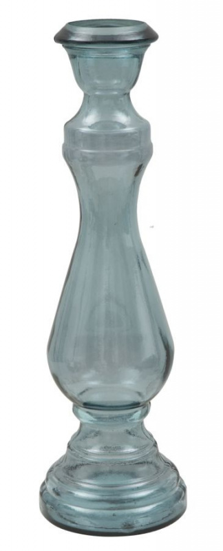 Suport de lumanare albastru din sticla reciclata, ø 17 x h55 cm, Light Mauro Ferreti
