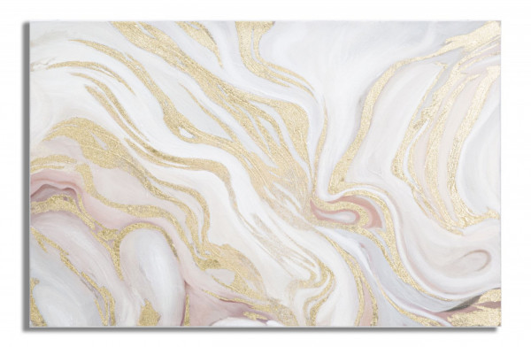 Tablou alb / auriu din lemn de pin si panza, 90 x 2,7 x 60 cm, Sofly Mauro Ferreti - Img 1