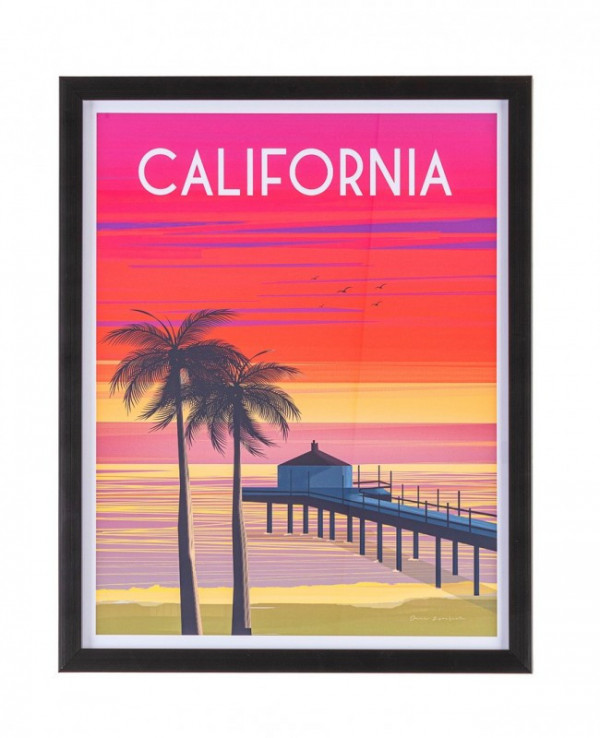Tablou decorativ rosu/galben din MDF si plastic, 40x3,2x50 cm, Dovada California Bizzotto