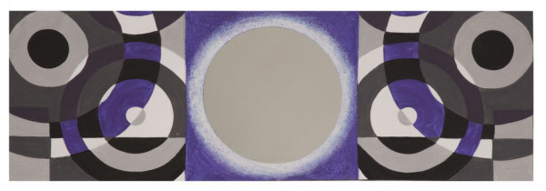 Tablou gri / violet din lemn si panza, cu oglinda inclusa, 150 x 3 x 50 cm, Viola B Mauro Ferreti - Img 1