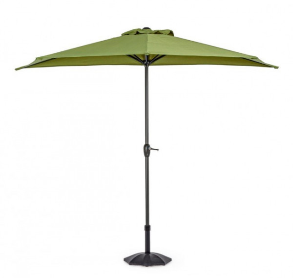 Umbrela de gradina semiluna verde olive din poliester si metal, 270x135 cm, Kalife Bizzotto - Img 1