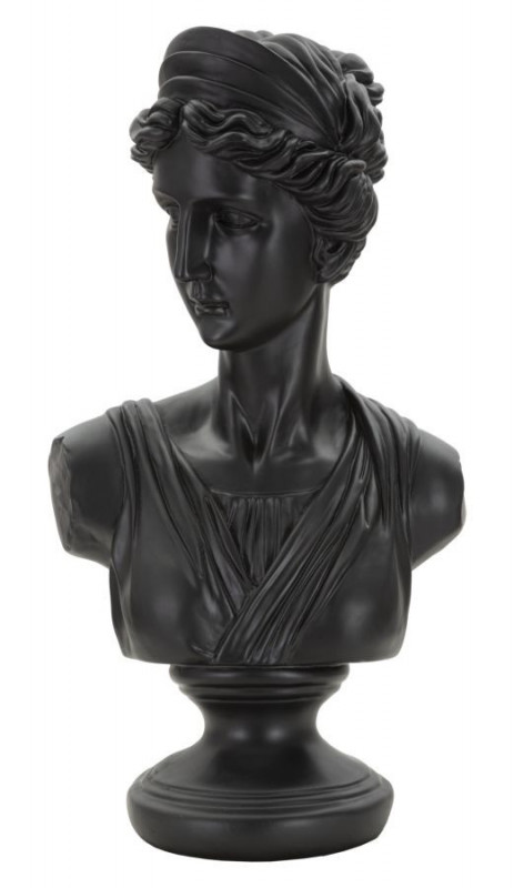 Bust decorativ negru din polirasina, 22x16x41 cm, Roman Woman Mauro Ferretti