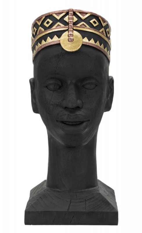 Bust decorativ negru din polirasina, 25x25x56 cm, Maasai Mauro Ferretti