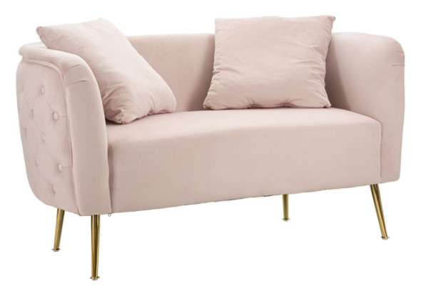 Canapea cu 2 locuri, roz, din stofa si metal, 127 x 74 x 73 cm, Bucarest Mauro Ferreti - Img 1