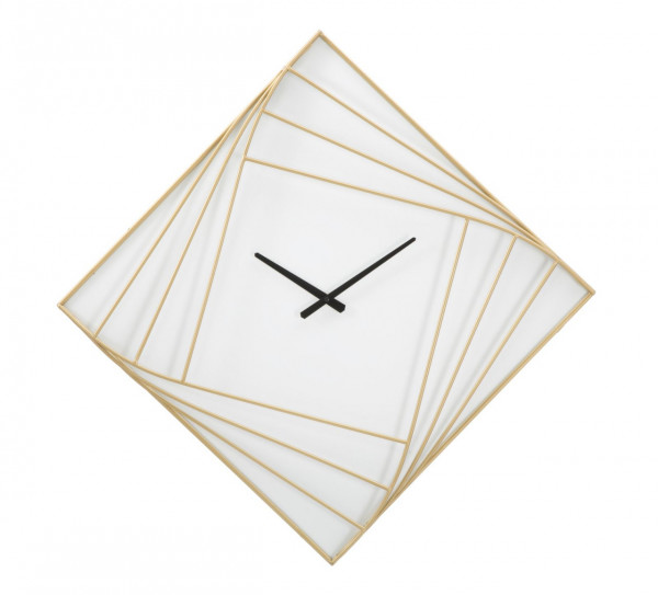 Ceas decorativ alb/auriu din metal, 85x6x85 cm, Goldy Line Mauro Ferretti