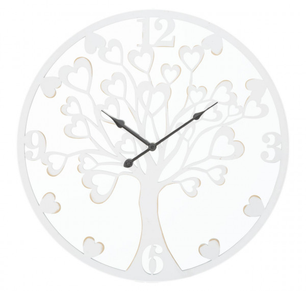 Ceas decorativ alb din metal / sticla, ø 55 cm, Heart Tree Mauro Ferreti