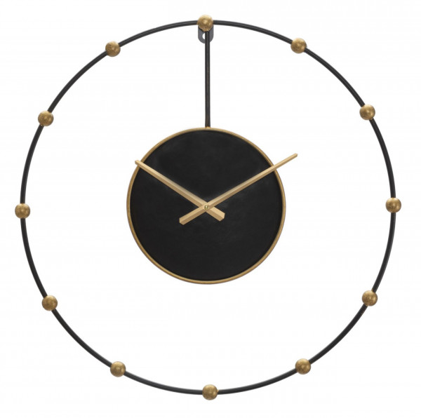 Ceas decorativ auriu/negru din metal, ∅ 61 cm, Pearl Mauro Ferretti