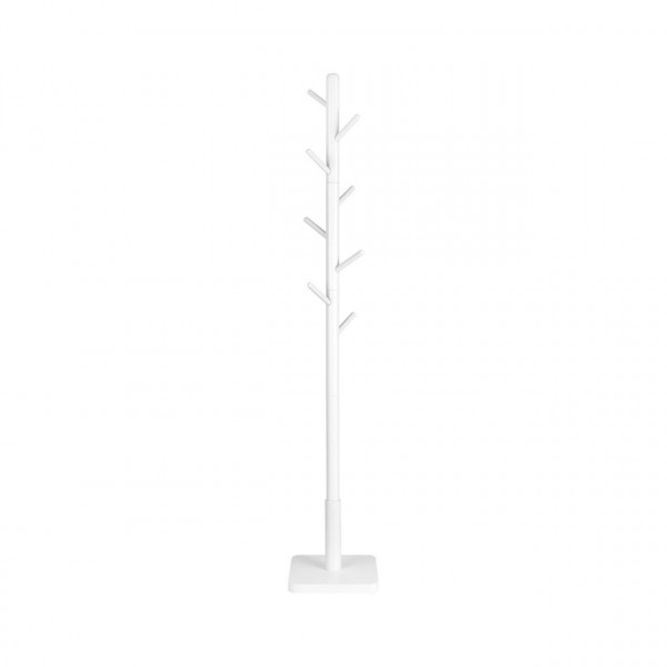 Cuier pom, 30 x 30 x 175 cm, MDF / lemn de arbore de cauciuc, alb, Vasagle - Img 1