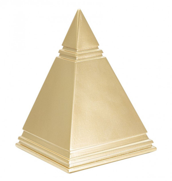 Decoratiune aurie din polirasina, 11,5x11,5x15,5 cm, Piramid Mauro Ferretti