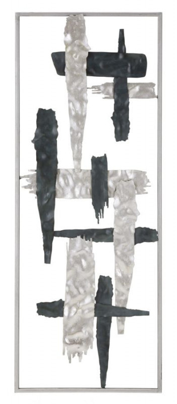 Decoratiune de perete neagra / gri din metal, 29 x 2,5 x 74 cm, New Art Mauro Ferreti