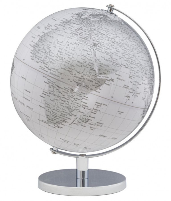 Decoratiune glob argintiu/alb din metal, ∅ 25 cm, Globe Mauro Ferretti - Img 1