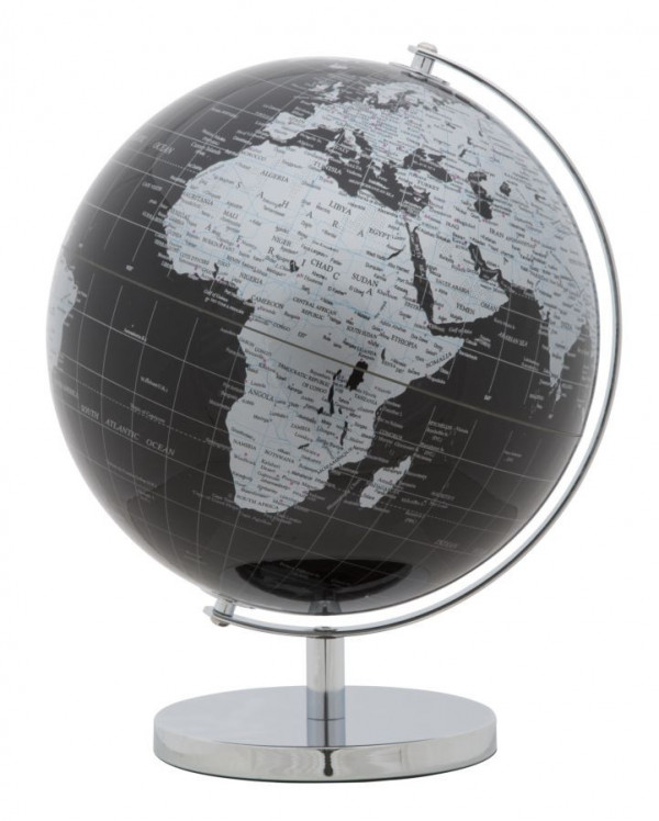 Decoratiune glob negru/argintiu din metal, ∅ 25 cm, Globe Mauro Ferretti