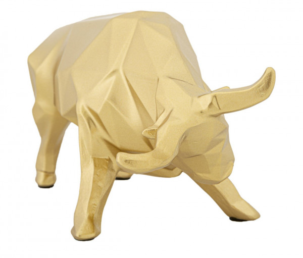 Figurina decorativa aurie din polirasina, 19,5x9,9x10,6 cm, Bull Mauro Ferretti