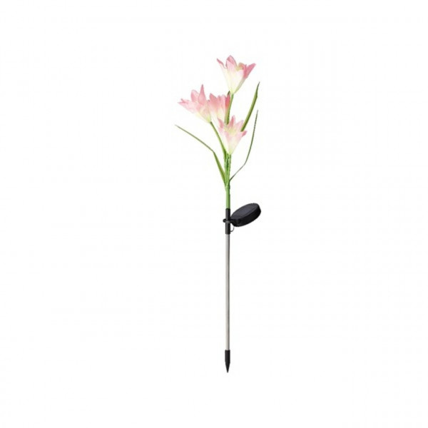 Lampa de gradina Flower, Lumineo, 10x65 cm, 4 led-uri, roz
