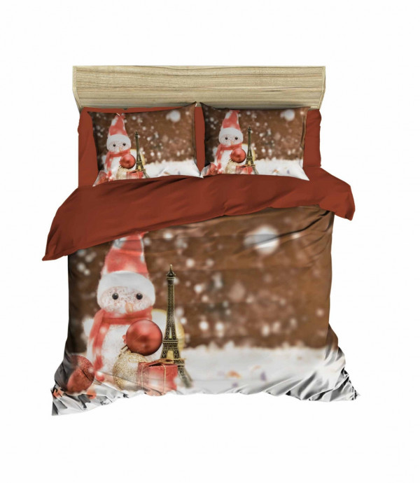 Lenjerie de pat dubla Xmas-402, Pearl Home, 3 piese, amestec bumbac, multicolor