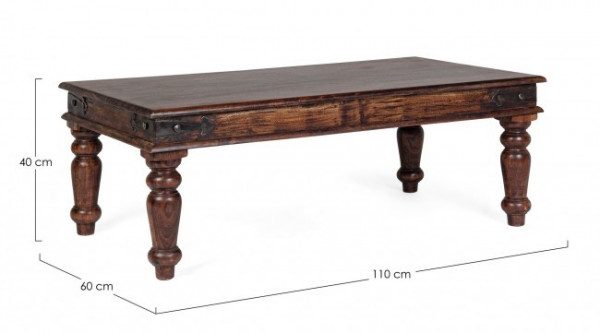 Masuta de cafea maro din lemn de Acacia, 110x60x40 cm, Jaipur Bizzotto - Img 2