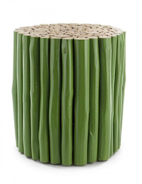 Masuta de cafea verde din lemn de Teak, ∅ 38 cm, Guadalupe Bizzotto