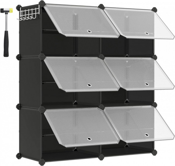 Organizator cub polivalent, 124 x 32 x 94 cm, metal, negru, Songmics